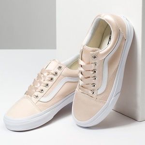 Gold Satin Material Low top Vans